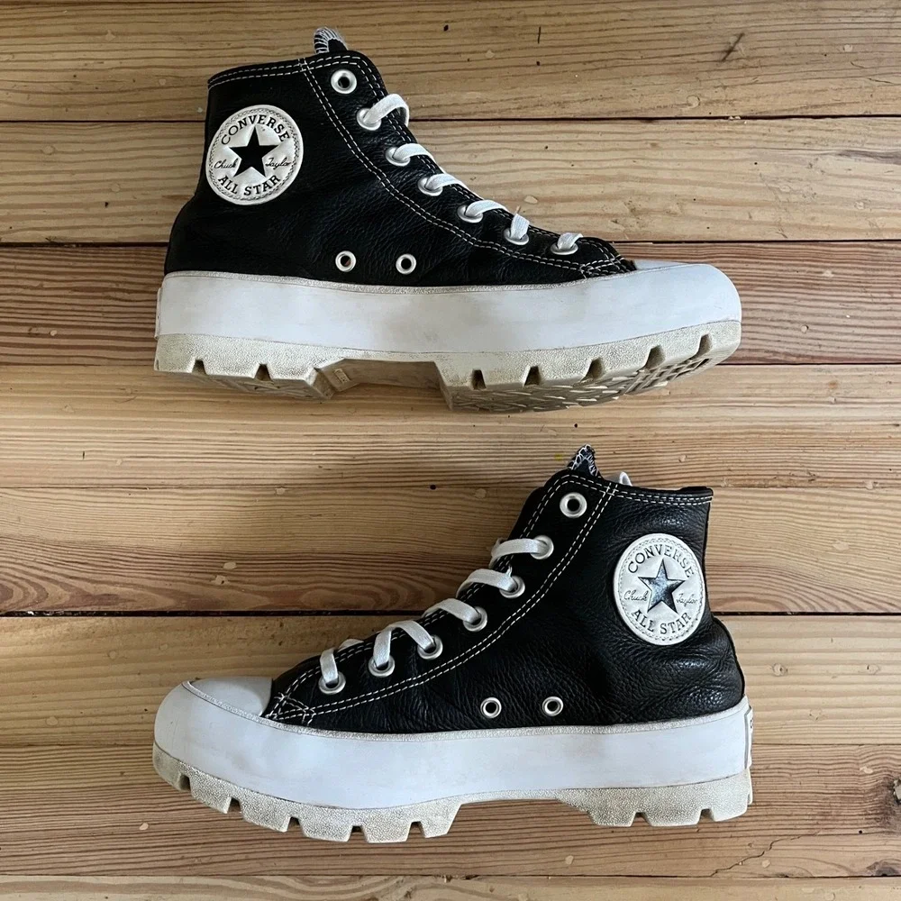 Converse Chuck Taylor All Star Lugged Leather High Top Platform Sneakers - Picture 8 of 10